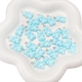 Light blue acrylic bear charms with silver metal rings for DIY jewelry and crafts - 11x21mm (5 Pieces) / Blue