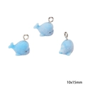 Three light blue flocked whale charms with metal rings for DIY jewelry making 10x15mm - Whale (10x15mm) (1 Piece/Pack)