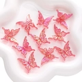 Pink iridescent resin butterfly charms for DIY jewelry making and handmade accessories - 20 Pieces/Pack (25x25mm) / Red
