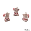 Miniature 17x25mm brown flocked teddy bear pendants in Christmas outfits for DIY crafts - Teddy Bear (17x25mm) (1 Piece/Pack)