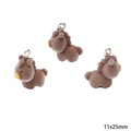 Three brown flocked pony pendants with metal rings for DIY jewelry making 11x25mm - Little Horse (11x25mm) (1 Piece/Pack)