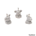 Three pieces set of grey flocked koala charms for DIY jewelry and phone straps - Koala (16x20mm) (1 Piece/Pack)