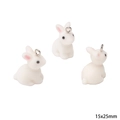 White flocked rabbit DIY charm with silver ring for jewelry making 15x25mm - Rabbit (15x25mm) (1 Piece/Pack)