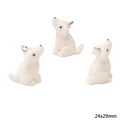 Three-piece set of white flocked puppy charms with 24x29mm silver loops for DIY crafts - Puppy (24x29mm) (1 Piece/Pack)
