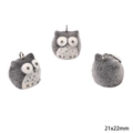 Three-piece grey and white flocked owl charms for DIY jewelry making 21x22mm - Totoro (21x22mm) (1 Piece/Pack)