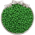 Perles en verre vert herbe 5mm dans un plateau argenté à nœud pour bijoux DIY - 10g/Paquet (env. 60 pièces) / Vert Émeraude