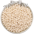 Perles de rocaille 5mm blanc cassé dans un plateau argenté pour création de bijoux DIY - 10g/Paquet (env. 60 pièces) / Poche zippée