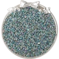 Iridescent blue glass seed beads with AB finish in a decorative silver jewelry tray - 10g/Pack (2x4mm) / Dark Green