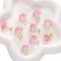 Ciondoli a fungo in vetro rosa con pois rossi per la creazione di gioielli fai da te - 1 Pezzo/Confezione (15x26mm) / Rosa Trasparente