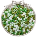 Mélange de perles en verre 5mm vertes et blanches pour création de bijoux DIY - 10g/Paquet (env. 60 pièces) / Système Vert