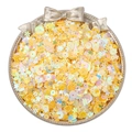 Séquins DIY blancs et jaunes irisées avec formes variées dans un plateau doré - Style Formes Mixtes / 20g/Paquet (3-10mm) / Jaune