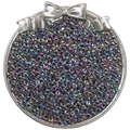 Iridescent glass seed beads with rainbow luster in a silver tray for DIY jewelry making - 10g/Pack (2x4mm) / Black