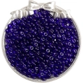 DIY dark blue 6x3mm glass seed beads in a silver decorative tray for jewelry making - 10g/Pack (Approx. 50-55 Pieces) / Sapphire Blue