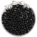 Polished 6x3mm bright black glass wheel beads for DIY jewelry and beaded bracelets - 10g/Pack (Approx. 50-55 Pieces) / Black
