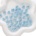 Light blue glass wheel beads with white polka dots for DIY jewelry making - 1 Piece/Pack (Approx 12x8mm) / Lake Blue