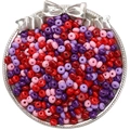 Perles en verre de 5mm colorées en mélange rose et violet pour création de bijoux DIY - 10g/Paquet (env. 60 pièces) / Série Rouge Pourpre
