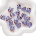 Cuentas de vidrio de pez púrpura con rayas blancas para joyería DIY en plato de cerámica - 1 Pieza por Paquete / Pez Púrpura (18x15mm)