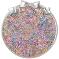 Colorful iridescent glass seed beads in macaron colors displayed in a silver tray - 10g/Pack (2x4mm) / Multicolor Series