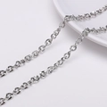 Chaîne en O en acier inoxydable argenté avec maillons gravés pour bijoux DIY - Chaîne torsadée gravée (#19) / 1 Mètre/Paquet