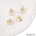 Set di pendenti quadrati in pietra bianca 12x16mm con decorazioni in oro 14K a foglia - Tavoletta Rettangolare / 12x16mm (1 pezzo/confezione) / Bianco