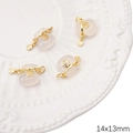 14K vergoldete Glücksbeutel-Anhänger aus Messing mit weißer Jade-Optik und Fu-Zeichen - 14x13mm (1 Stück/Packung)