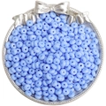 Light blue 6x3mm round glass spacer beads for DIY jewelry making in a silver tray - Blue