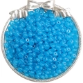 Vibrant blue 6x3mm round glass beads for DIY jewelry making in elegant silver tray - 孔蓝色