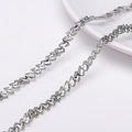 Chaîne en acier inoxydable argenté en forme de V dentelée avec perles gaufrées - Chaîne à relief perles creuses en dents de scie (#32) / 1 Mètre/Paquet