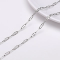 Chaîne en acier inoxydable argenté avec maillons ovales texturés pour bijoux faits main - Chaîne à longs maillons gravés radiaux (#24) / 1 Mètre/Paquet