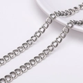 Chaîne en acier inoxydable argenté à double maillon pour bijoux et accessoires - Chaîne artisanale torsadée à double anneau (#33) / 1 Mètre/Paquet
