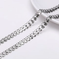 Chaîne en acier argenté avec paillettes métalliques soleil pour création de bijoux DIY - Chaîne à paillettes gravée motif soleil (#26) / 1 Mètre/Paquet