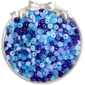 DIY handmade 6x3mm blue glass rondelle beads on a decorative silver tray for jewelry making - Blue Series