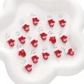 Set of 15 red Christmas glove charms with white snowflake pattern for DIY jewelry - Red Snowflake Christmas Glove Style (#06)