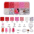 DIY jewelry making kit with 10-grid storage box including colorful beads and charms - Pink Series