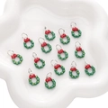 DIY Christmas wreath charms with red bow and green enamel for jewelry making - Christmas Wreath with Red Bow Style (#08)