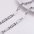 Chaîne à maillons O en acier inoxydable argenté pour bijoux DIY et colliers faits main - Chaîne à maillons rectangulaires ondulés (#37) / 1 Mètre/Paquet