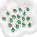 Christmas wreath alloy charms with green enamel and red bow for DIY jewelry making - Christmas Wreath with Colorful Dots Style (#09)