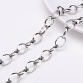 Chaîne à maillons ovales en acier inoxydable argenté poli pour bijoux DIY et colliers - Chaîne à maillons ovales lisses polie (#40) / 1 Mètre/Paquet