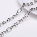 Chaîne en acier inoxydable argenté avec de gros maillons texturés pour bijoux DIY - Chaîne épaisse à texture losange (#43) / 1 Mètre/Paquet