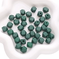 Dark green octagonal wooden beads with natural wood grain for DIY jewelry making - 10mm 10 Pieces/Pack / Dark Green