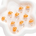 Pendentifs champignons en verre orange avec pois blancs pour création bijoux DIY - 1 Pièce/Paquet (15x26mm) / Orange Transparent