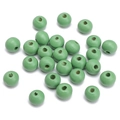 8mm matte light green wooden round beads with center hole for DIY jewelry making - Green