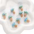 Pendentif champignon bleu en verre à pois jaunes et anneau transparent pour bijoux DIY - 1 Pièce/Paquet (15x26mm) / Bleu Brun
