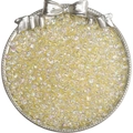 4mm hellgelbe schillernde Glasperlen für DIY-Schmuck in einer silbernen Metallschale - 4mm, 10g/Packung (ca. 110 Stück) / Beige