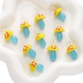 Pendentifs champignons en verre faits main à pois pour bijoux personnalisés DIY - 1 Pièce/Paquet (15x26mm) / Jaune Bleu