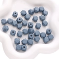 Gray-blue octagonal geometric wooden beads with visible grain and pre-drilled holes - 10mm 10 Pieces/Pack / Denim Blue