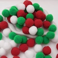 Rode, groene en witte polyester pompons voor DIY-knutselwerkjes en popversieringen - 2.5cm Kerst Serie 30st/Pak