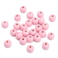 Bulk 8mm matte light pink wooden round beads with center hole for DIY jewelry making - Light Pink