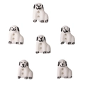 Set mit 6 weißen Keramik-Hundenöpfen mit 2 Löchern für DIY-Bastelarbeiten und Schmuckdesign - Schwarz-Weiß Lächelnder Hund Stil (#03)