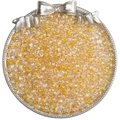 4mm gelbe schillernde Glasperlen für DIY Schmuck in einer silbernen Schleifenschale - 4mm, 10g/Packung (ca. 110 Stück) / Gold
